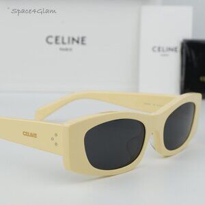 BRAND NEW Celine CL40245U 39A Solid Beige Smoke Geometric Unisex Sunglasses